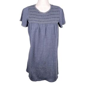 Max Studio Blue Smocked Short Sleeve Midi Dress Size XS